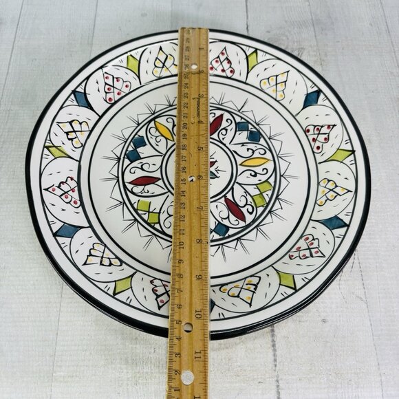 Tabletops Gallery GUADALAJARA Multicolor Diamonds Dots Dinner Plates Set OF 2 - Picture 7 of 16